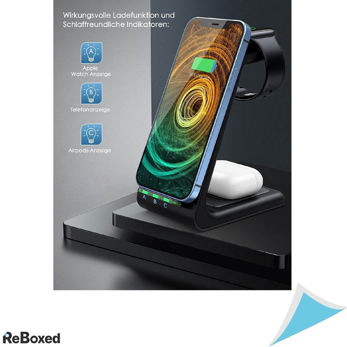 T3 Statie de Incarcare Wireless 3in1 Adaptor 18W Negru QC3.0