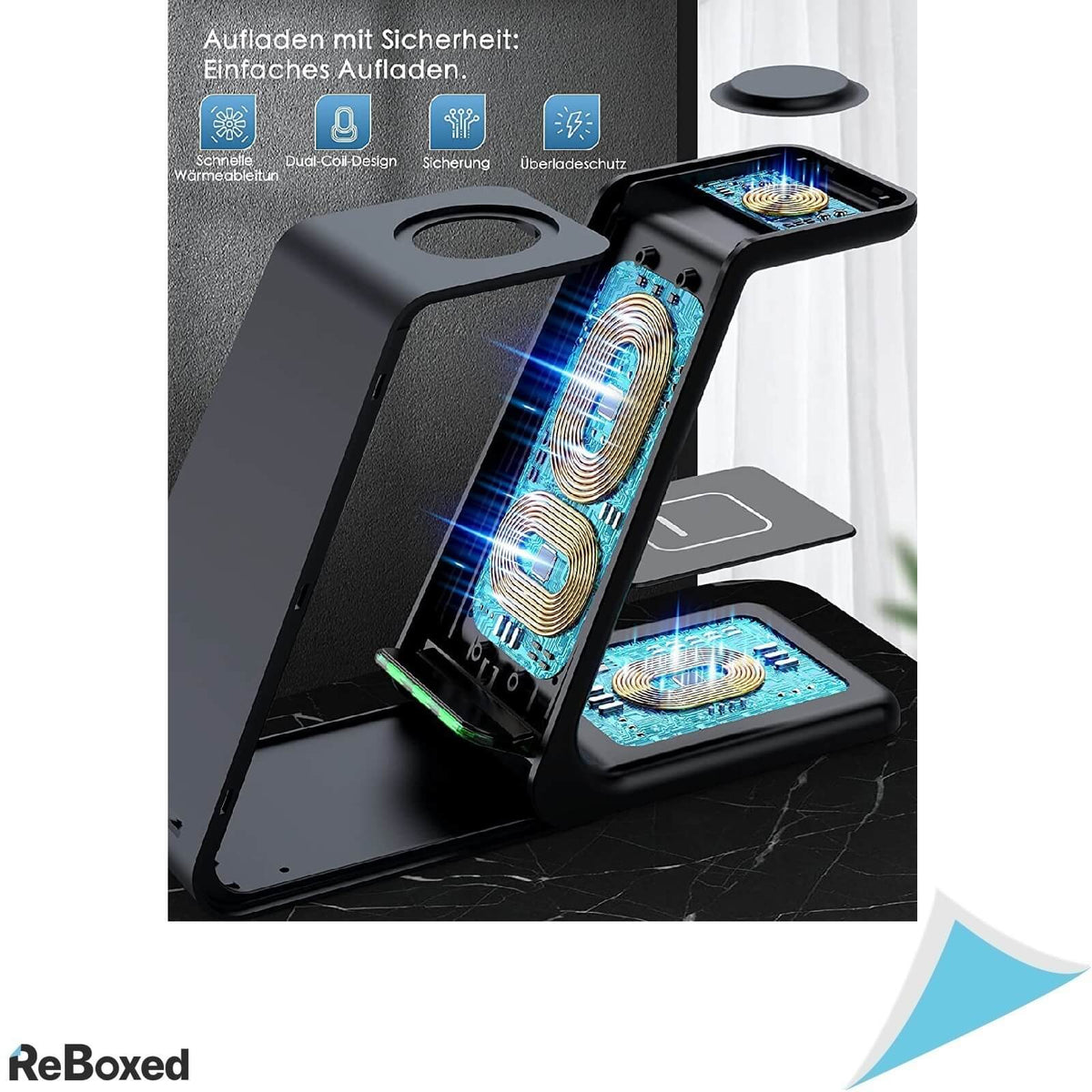 T3 Statie de Incarcare Wireless 3in1 Adaptor 18W Negru QC3.0