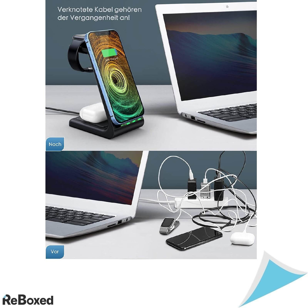 T3 Statie de Incarcare Wireless 3in1 Adaptor 18W Negru QC3.0