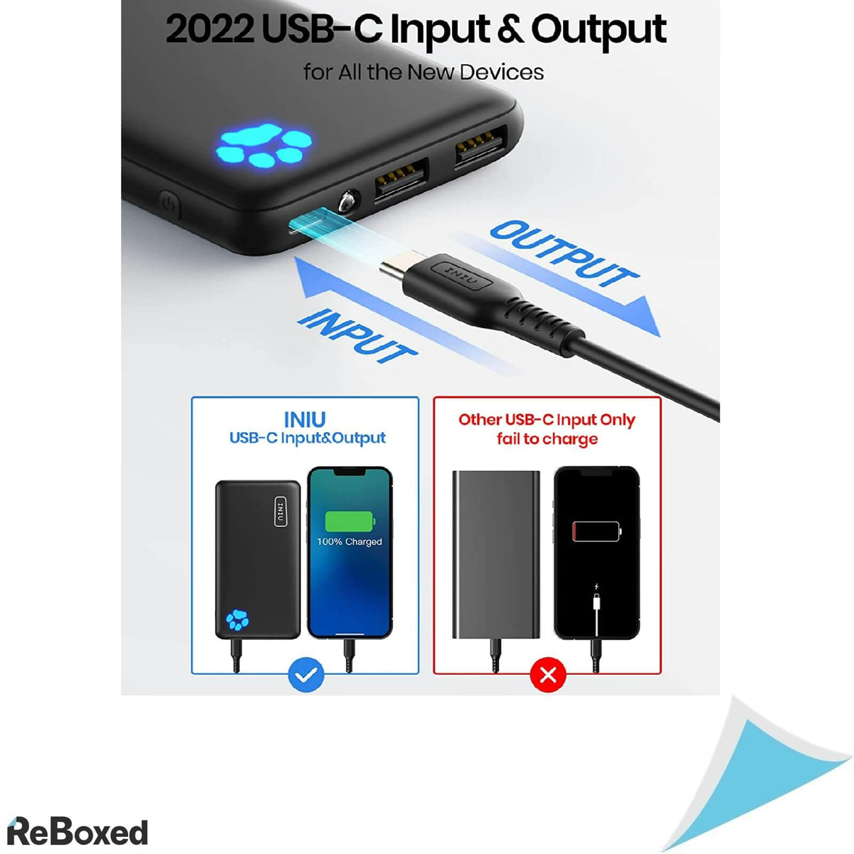 Iniu Power Bank Baterie Externa 10000mhA USB-C Lanterna