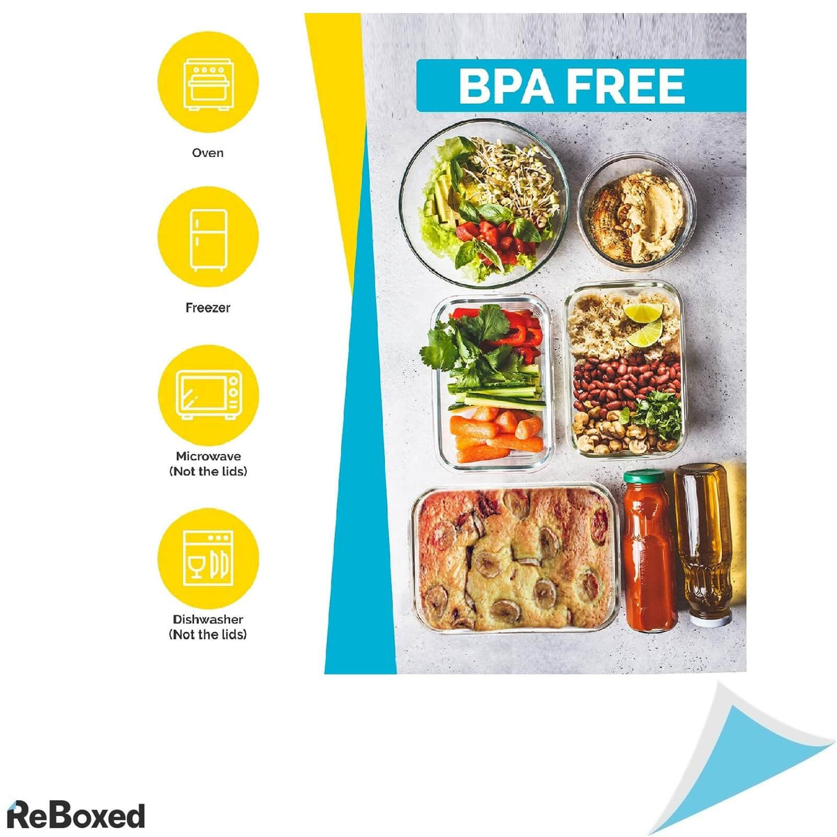 Kichly Set 9 Caserole Sticla Borosilicata cu Capace Sigilante