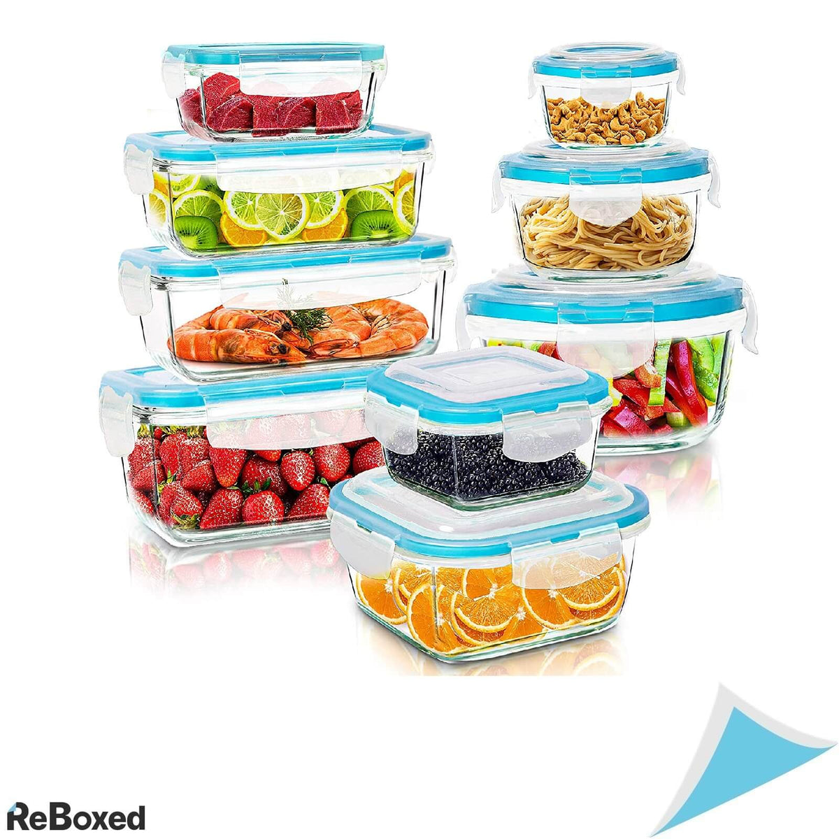 Kichly Set 9 Caserole Sticla Borosilicata cu Capace Sigilante