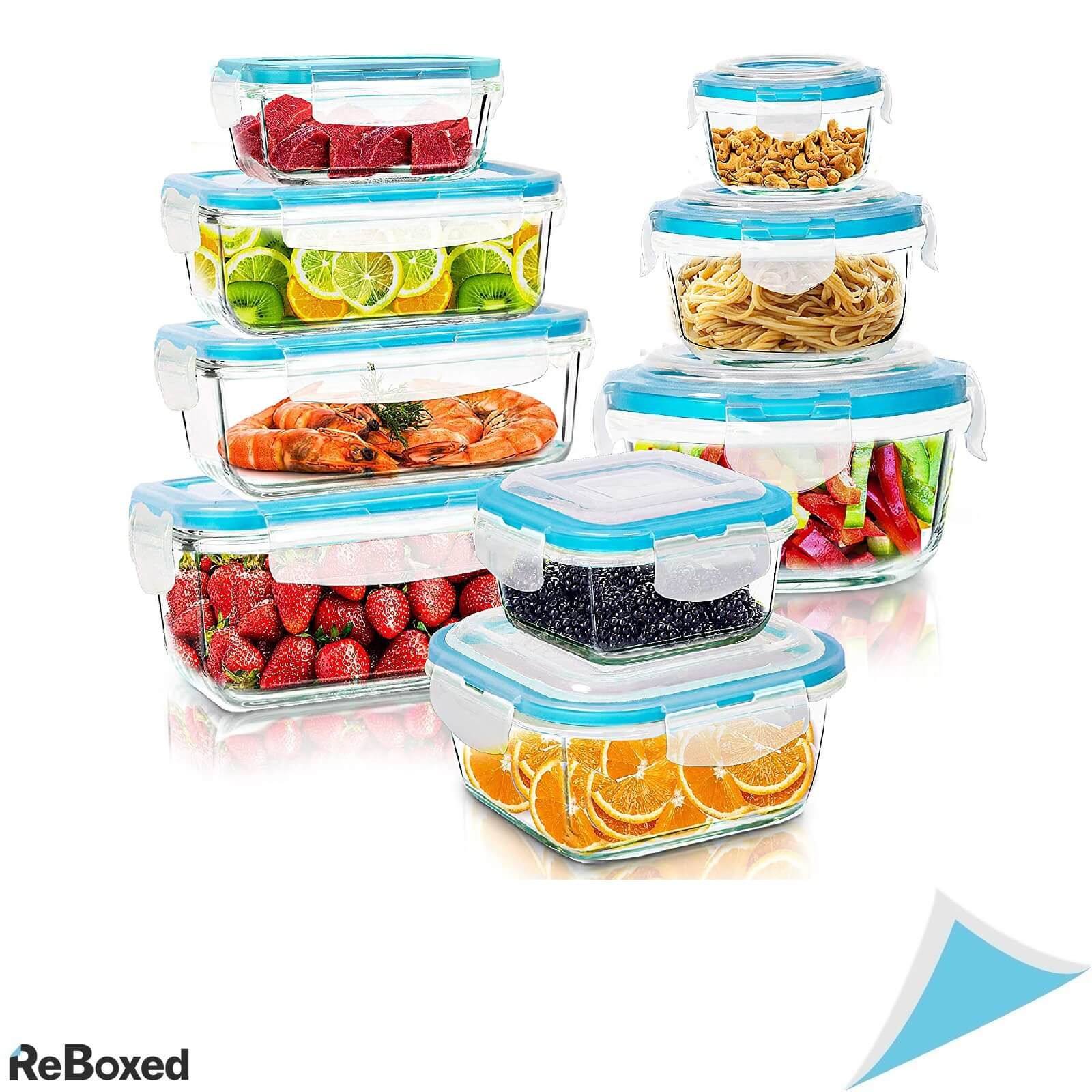 Kichly Set 9 Caserole Sticla Borosilicata cu Capace Sigilante