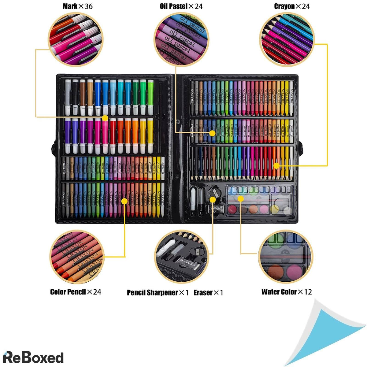 Kinspory Trusa de Desenat Acuarele Carioci cu 212 piese