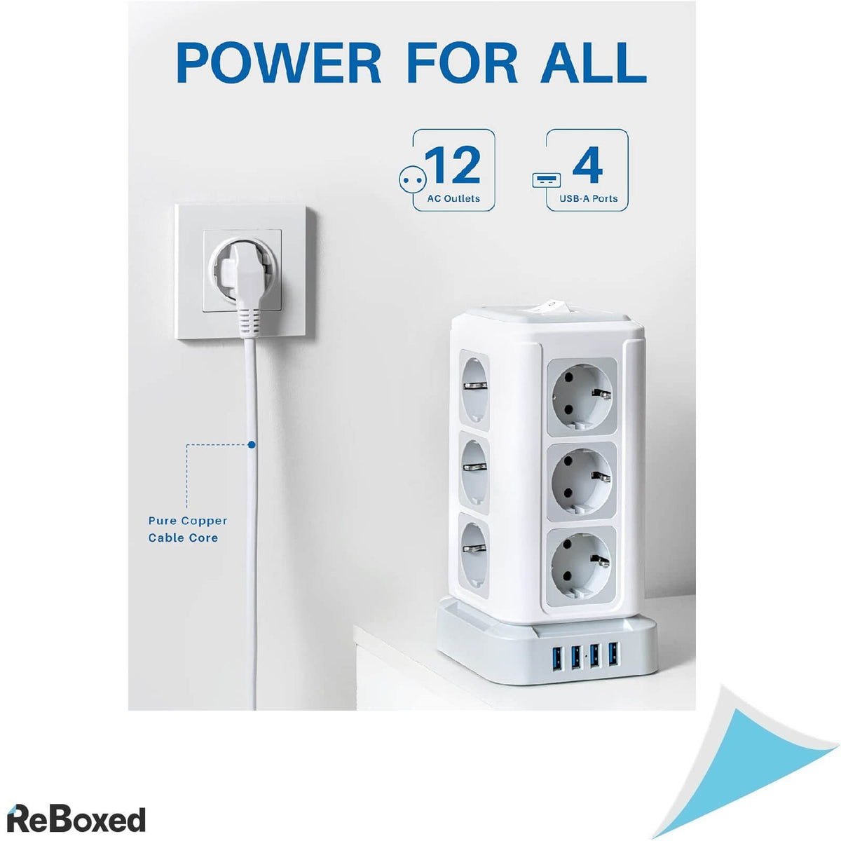 Koosla Prelungitor 16in1 Prize Shuko 4 USB-A 16A 4000W 5m Alb