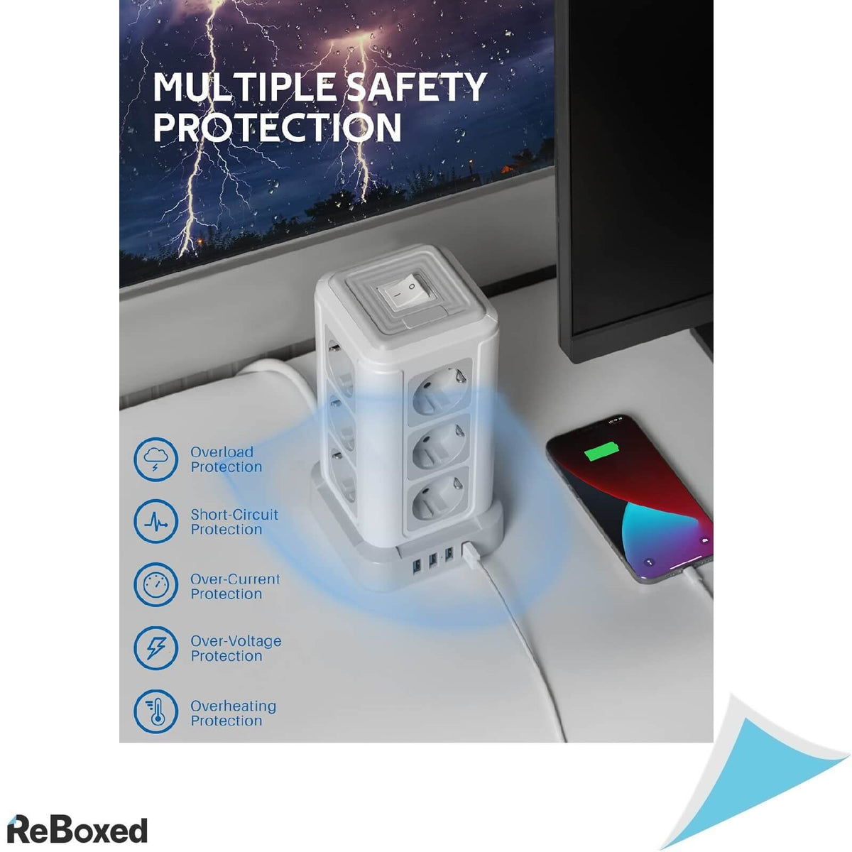 Koosla Prelungitor 16in1 Prize Shuko 4 USB-A 16A 4000W 5m Alb