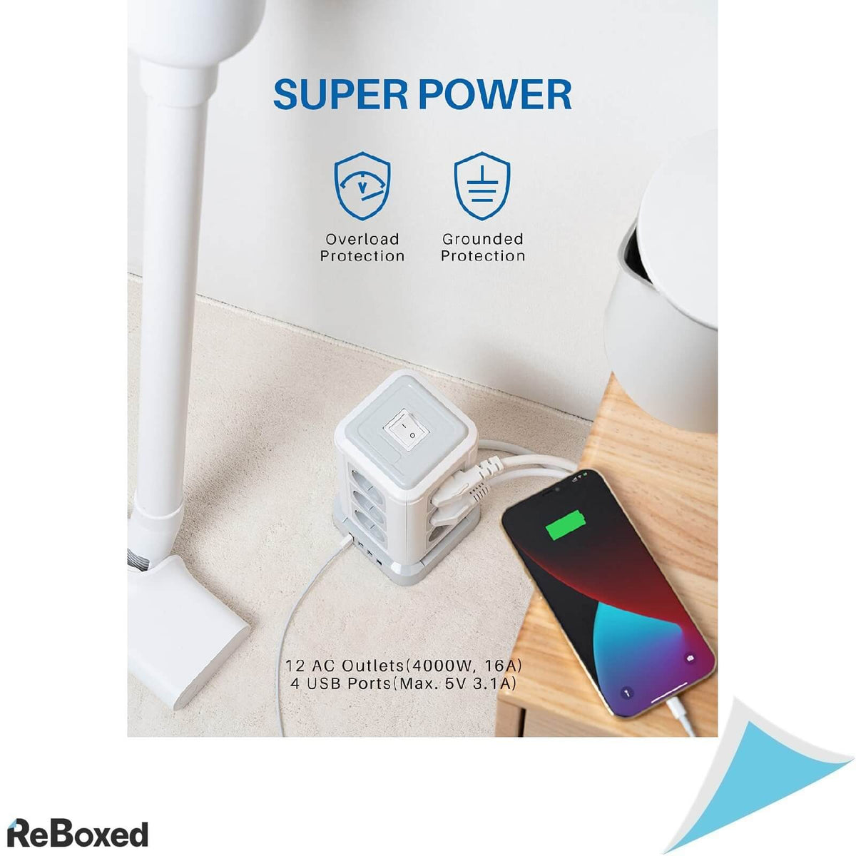 Koosla Prelungitor 16in1 Prize Shuko 4 USB-A 16A 4000W 5m Alb