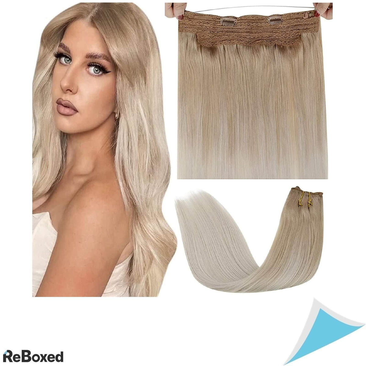 LaaVoo No-Clips Extensii de Par Natural 35cm Blond Platinat