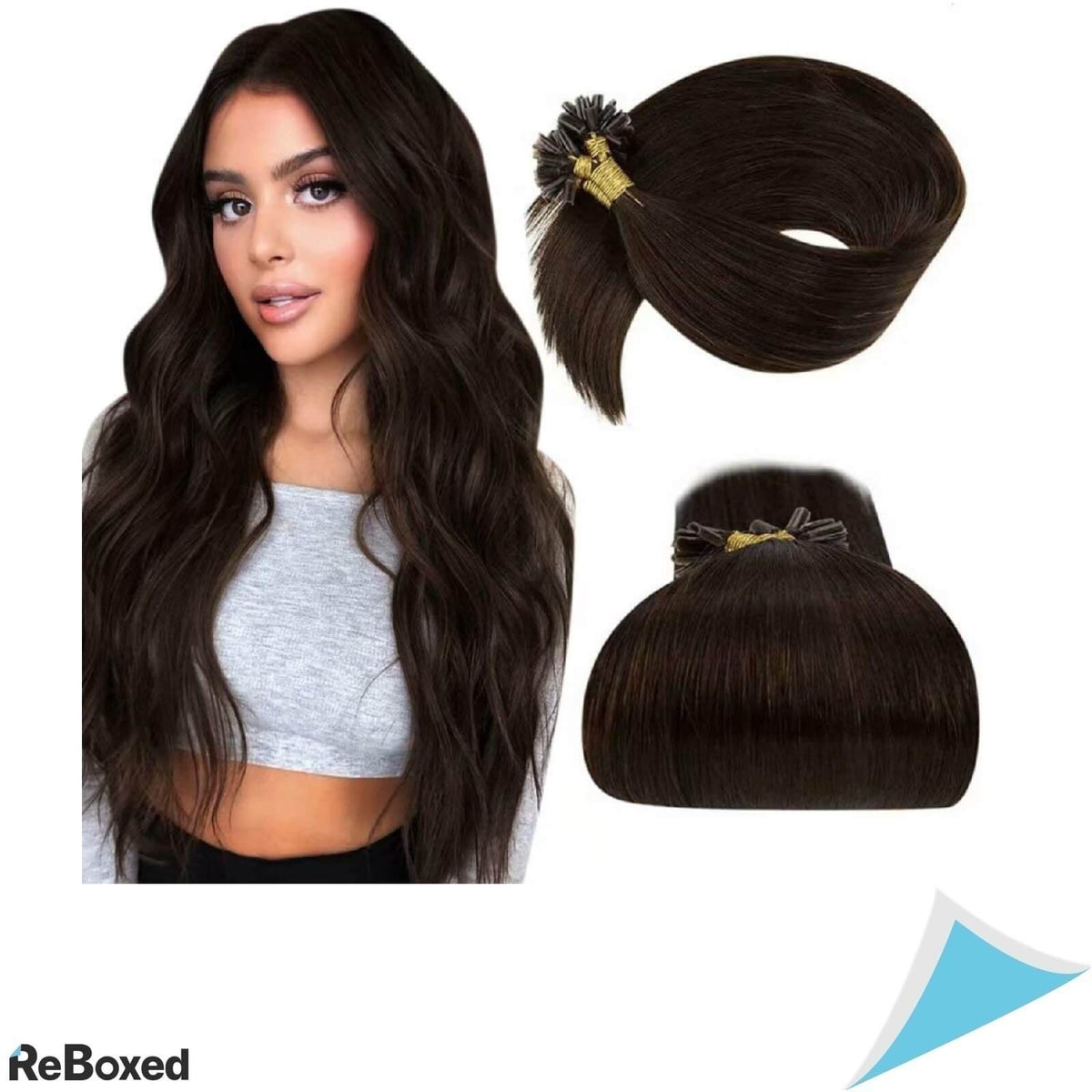 LaaVoo U-tip Extensii de Par Natural Cheratina 40cm Ciocolatiu