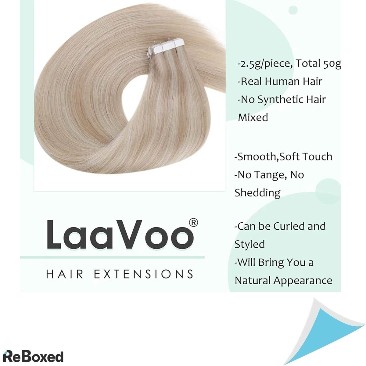 LaaVoo Tape-In Extensii de Par Natural 56cm Blond Cenusiu