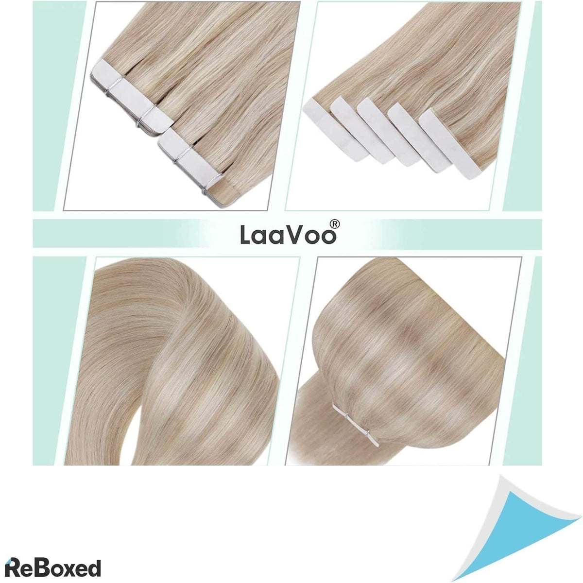 LaaVoo Tape-In Extensii de Par Natural 56cm Blond Cenusiu