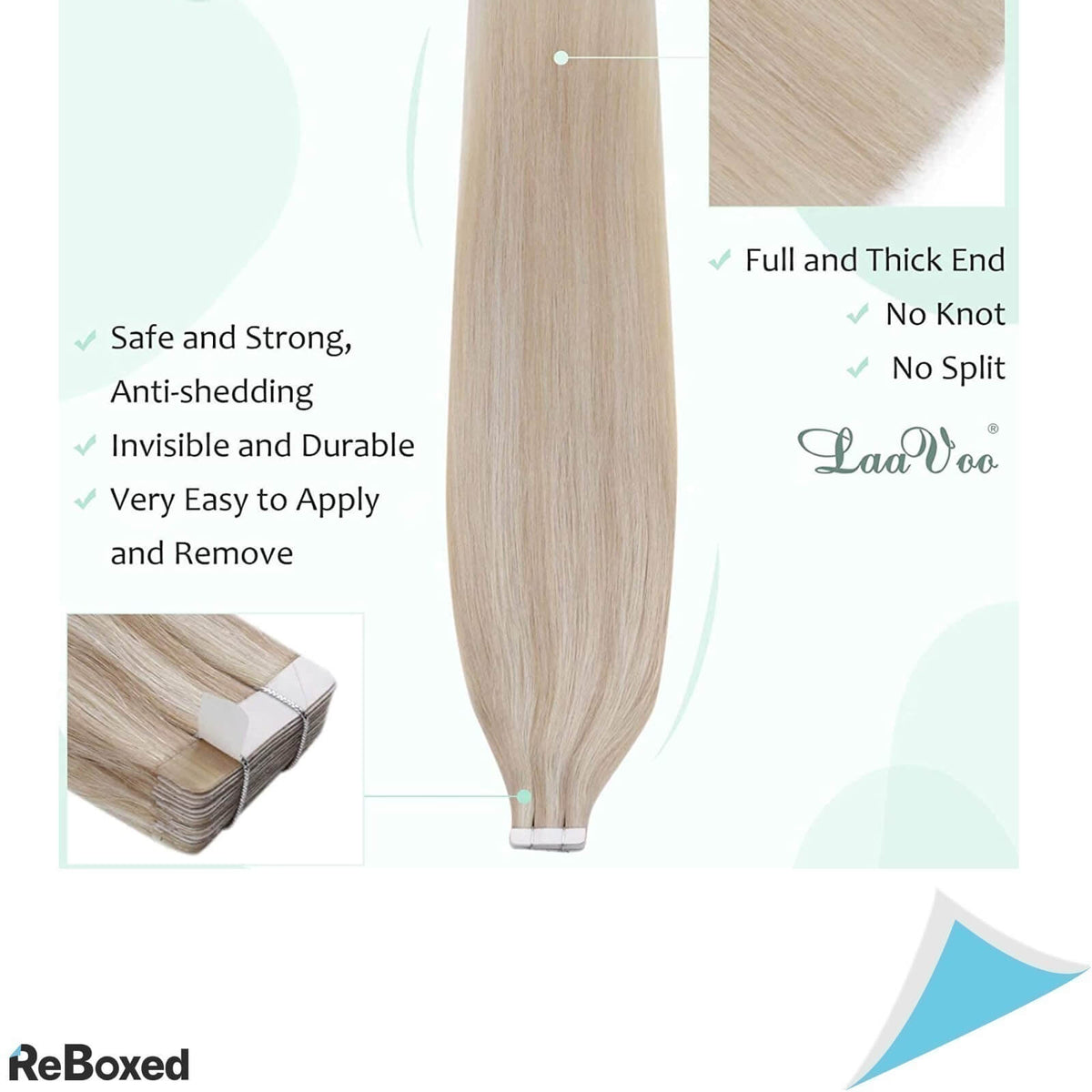 LaaVoo Tape-In Extensii de Par Natural 56cm Blond Cenusiu