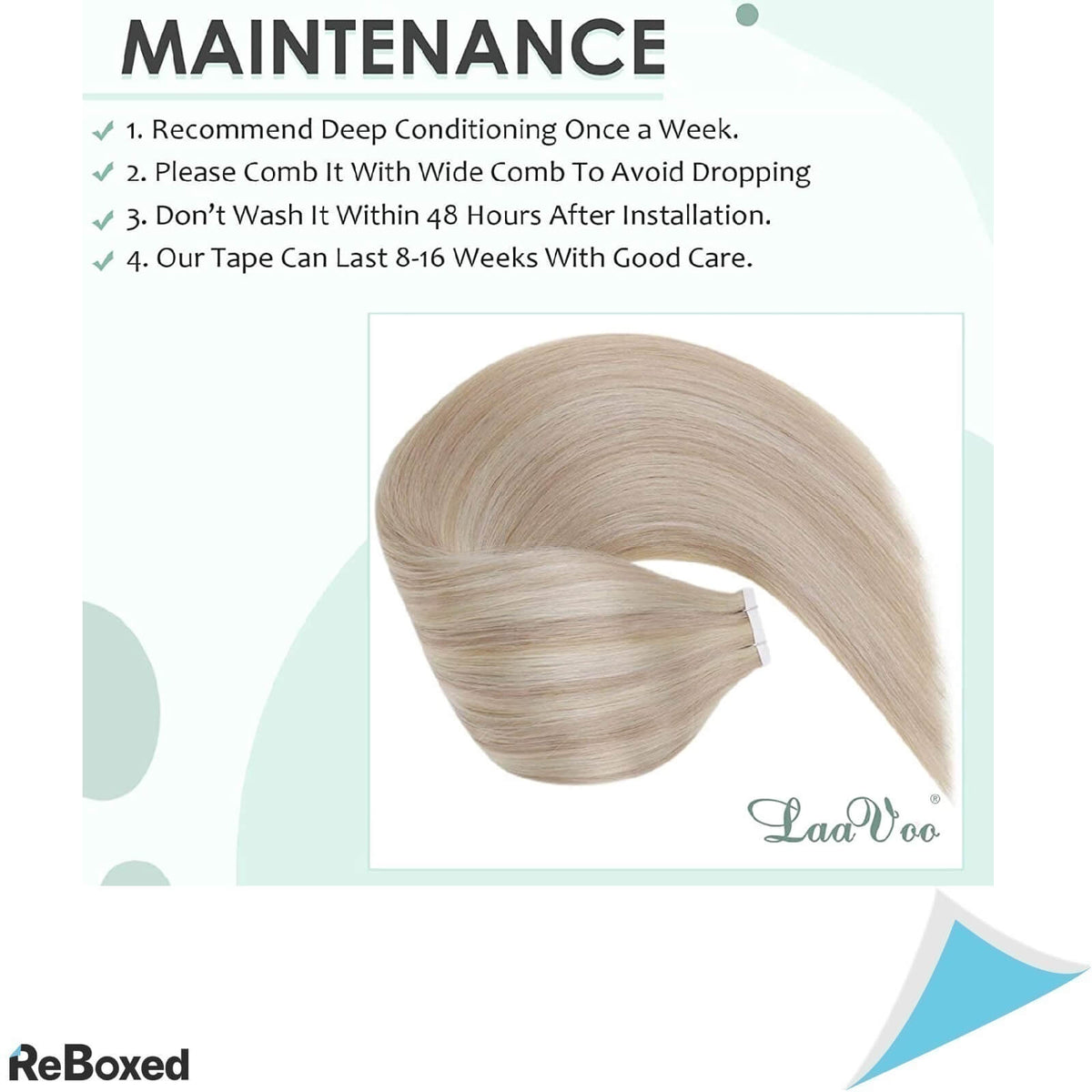 LaaVoo Tape-In Extensii de Par Natural 56cm Blond Cenusiu