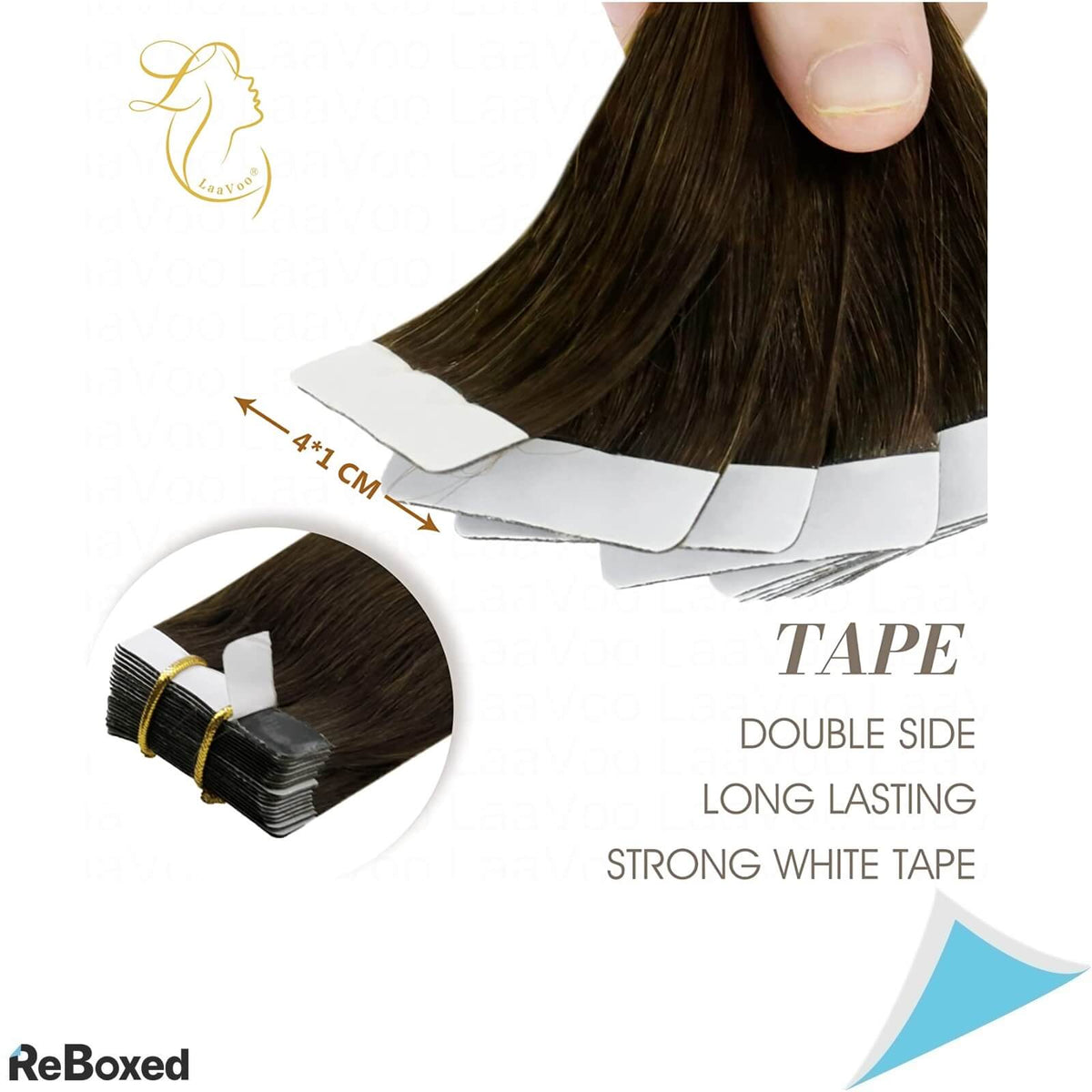 LaaVoo Tape-In Extensii de Par Natural 45cm Brazilian Ombre