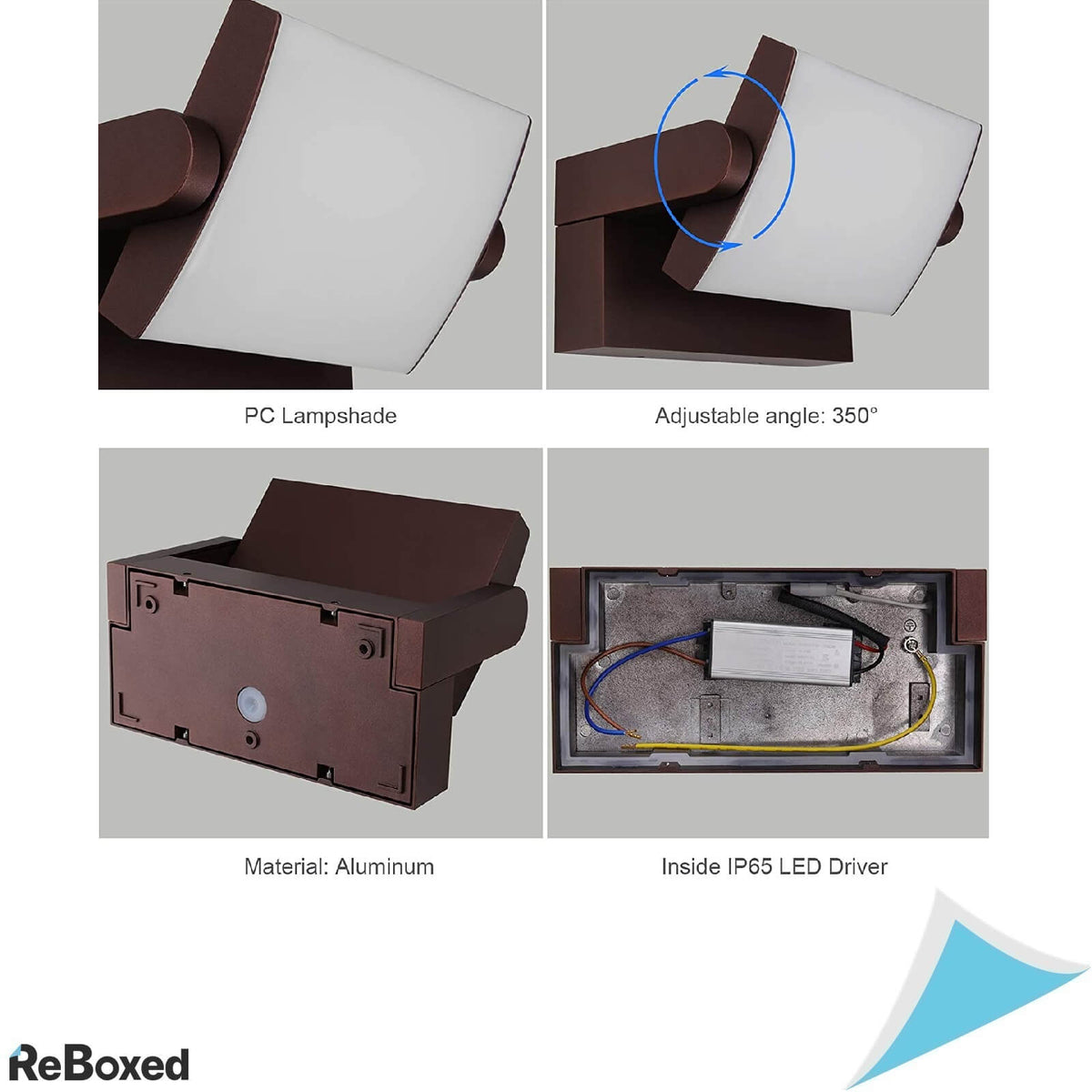 Klighten Lampa LED 24W Perete Reglabila IP65 21x10x16cm Bronze