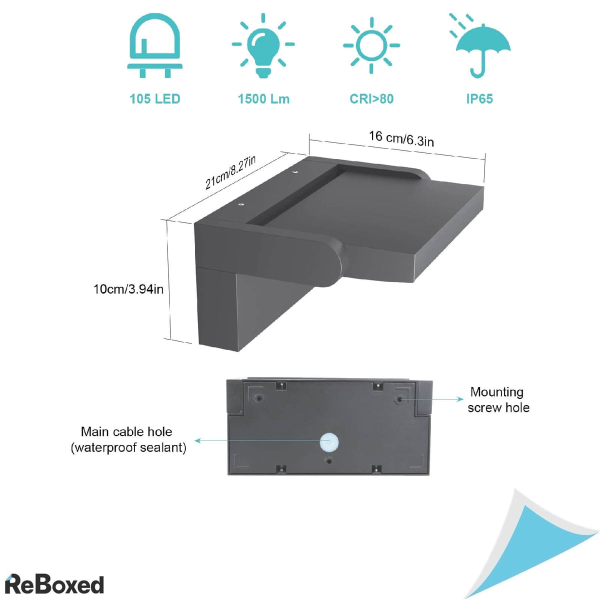 Klighten Lampa LED 24W Perete Reglabila IP65 21x10x16cm Antracit