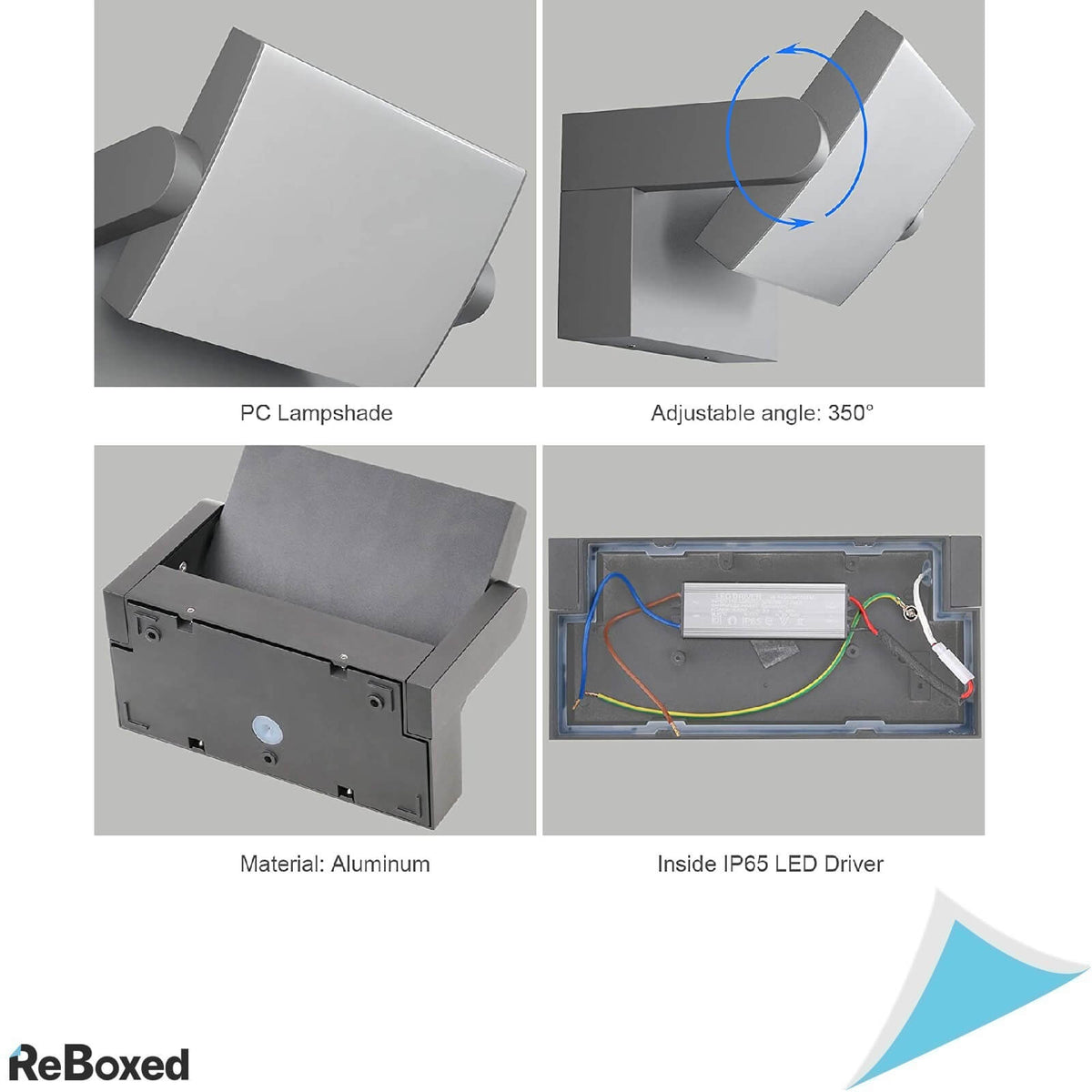 Klighten Lampa LED 24W Perete Reglabila IP65 21x10x16cm Gri Inchis