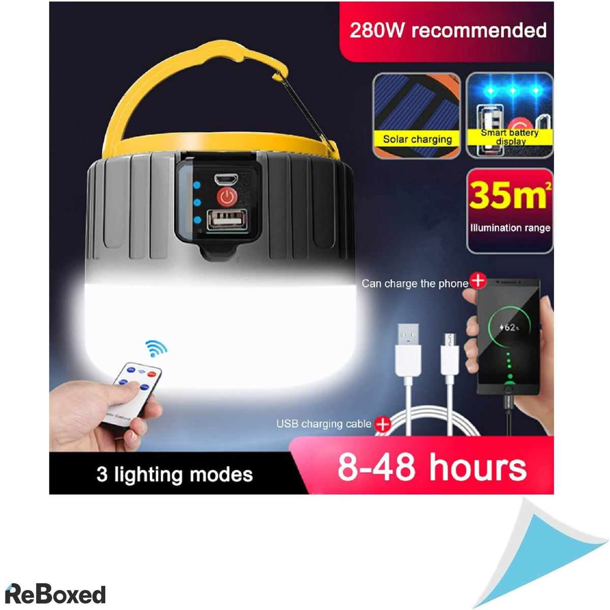 Lumina Portabila LED Solara Incarcare USB Outdoor IPX6 Telecomanda