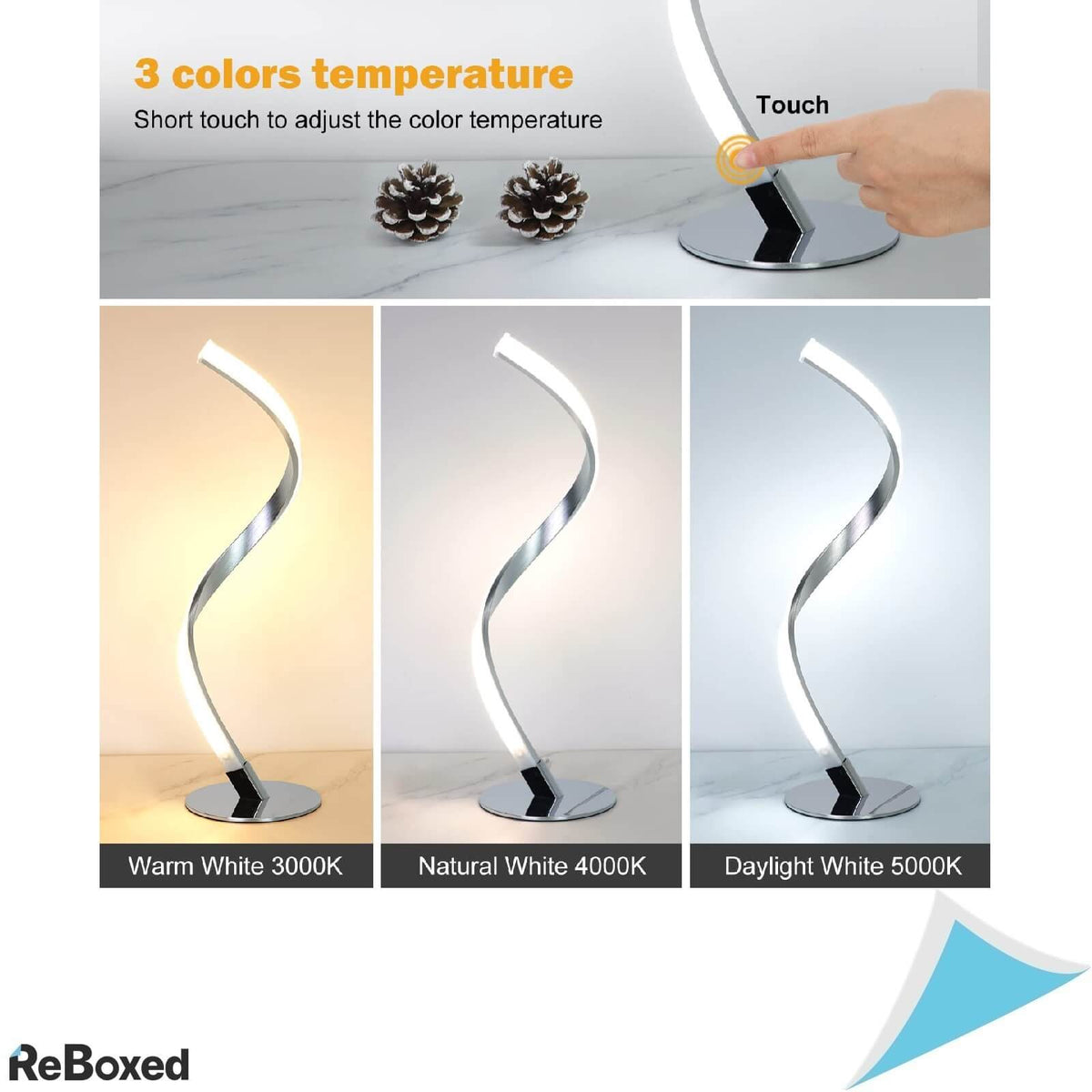 Lampa LED Spirala Aluminiu Control Touch Dimabila 3000k-5000k