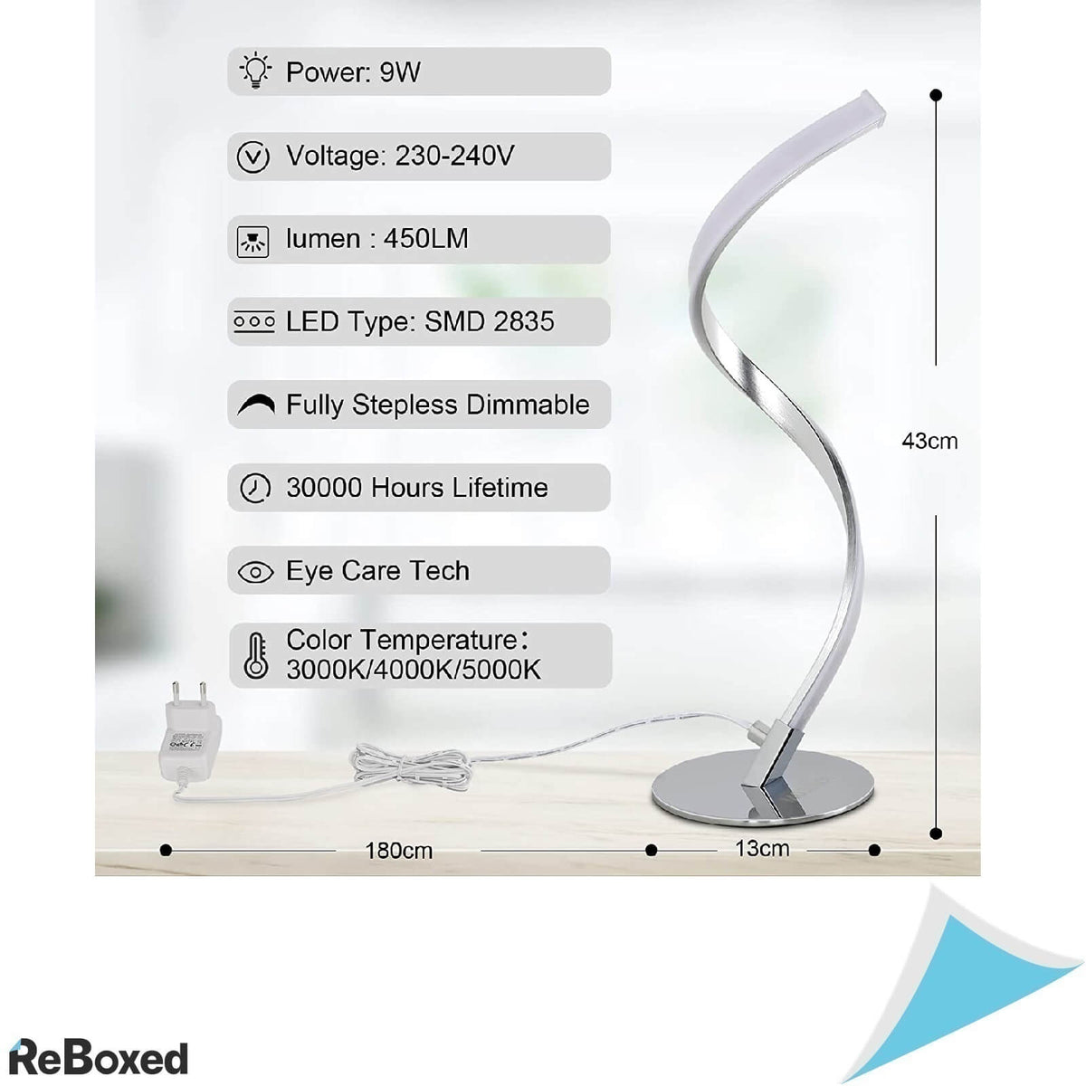 Lampa LED Spirala Aluminiu Control Touch Dimabila 3000k-5000k