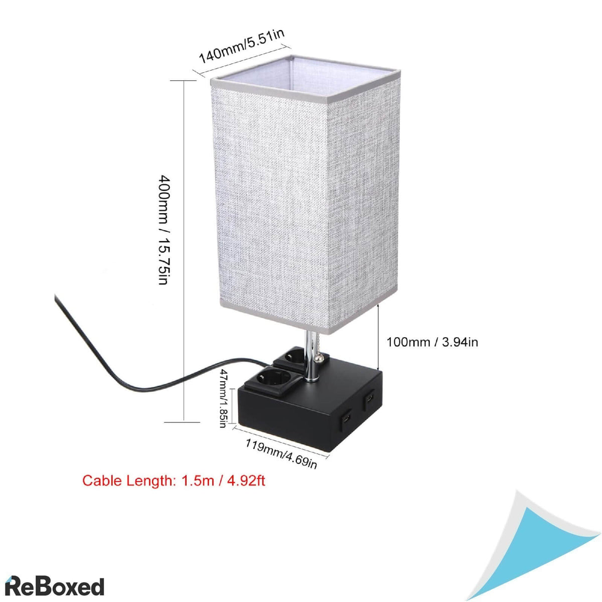 Lampa de masa LED E27 cu 2 porturi USB si 2 Prize