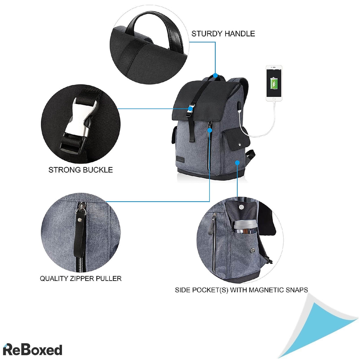 Kroser Rucsac Impermeabil Laptop 17.3 cu Port USB Incarcare Gri