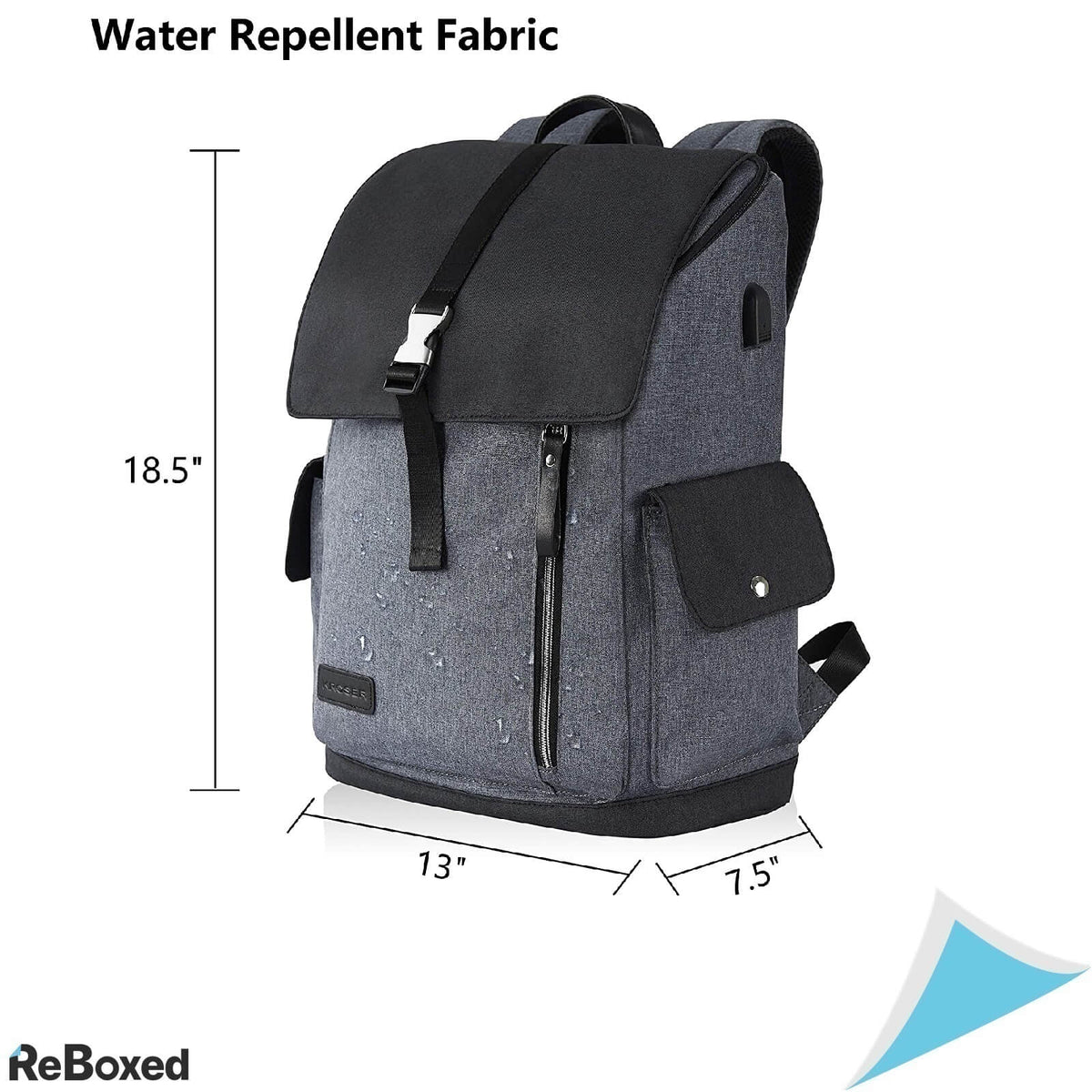 Kroser Rucsac Impermeabil Laptop 17.3 cu Port USB Incarcare Gri