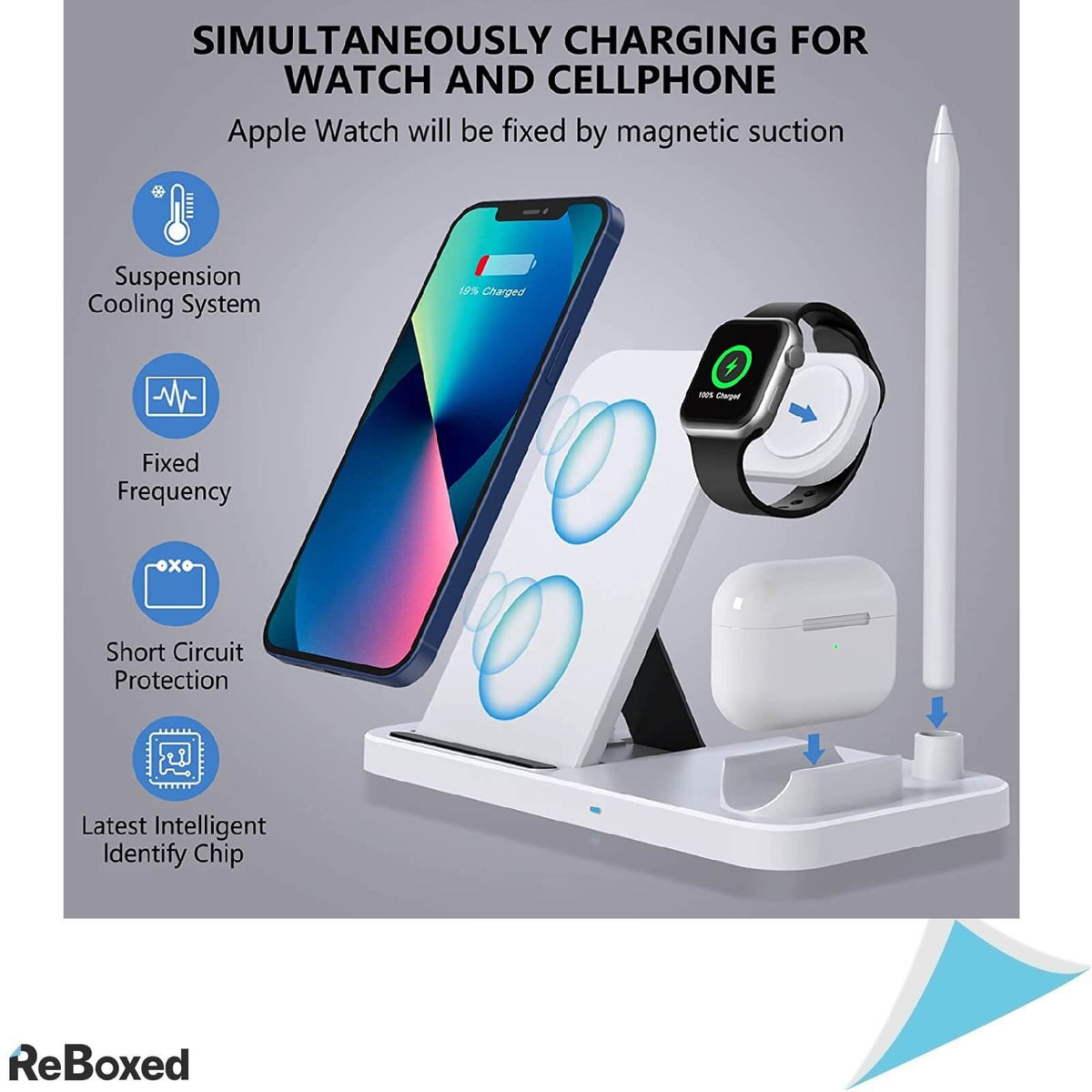 Lechly W30 Statie de Incarcare Wireless 4-in-1 si Adaptor 220V