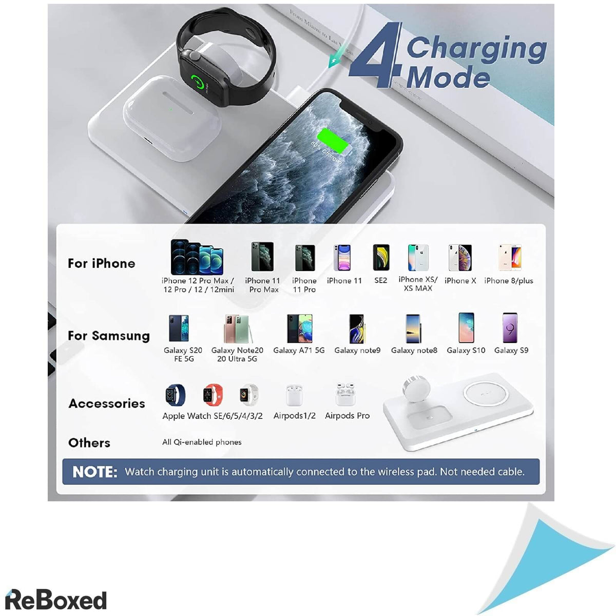 Lechly CW301 Statie de Incarcare Wireless 3-in-1 Telefon Ceas Casca