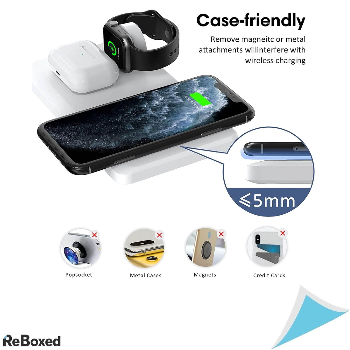 Lechly CW301 Statie de Incarcare Wireless 3-in-1 Telefon Ceas Casca