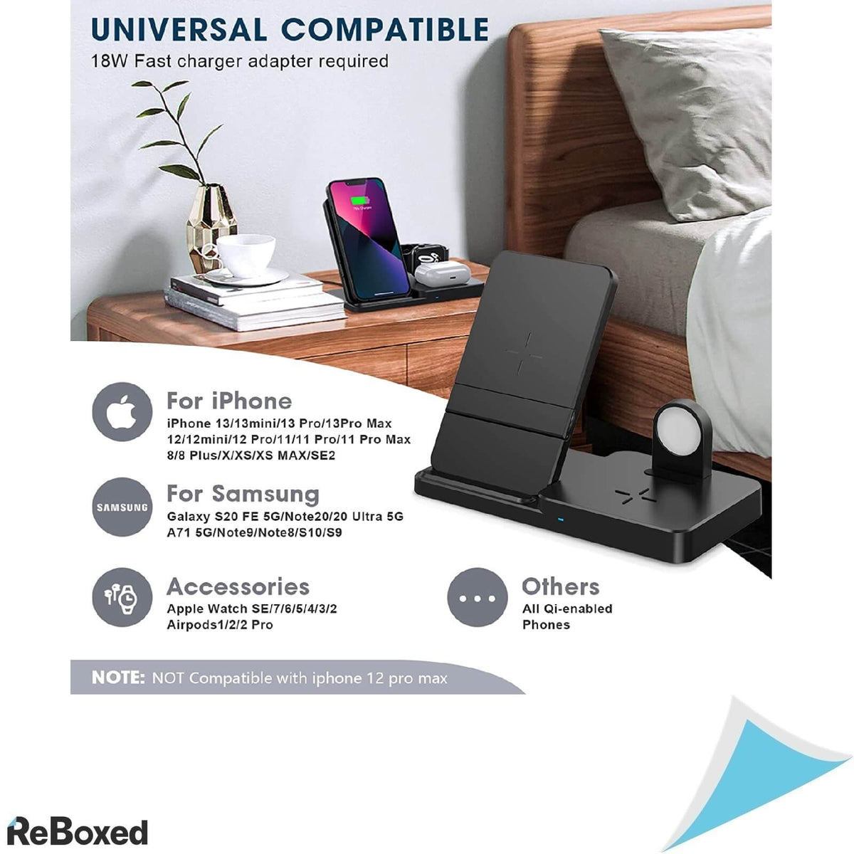 Lechly CW305 Statie de Incarcare Wireless 3-in-1 certificata Qi