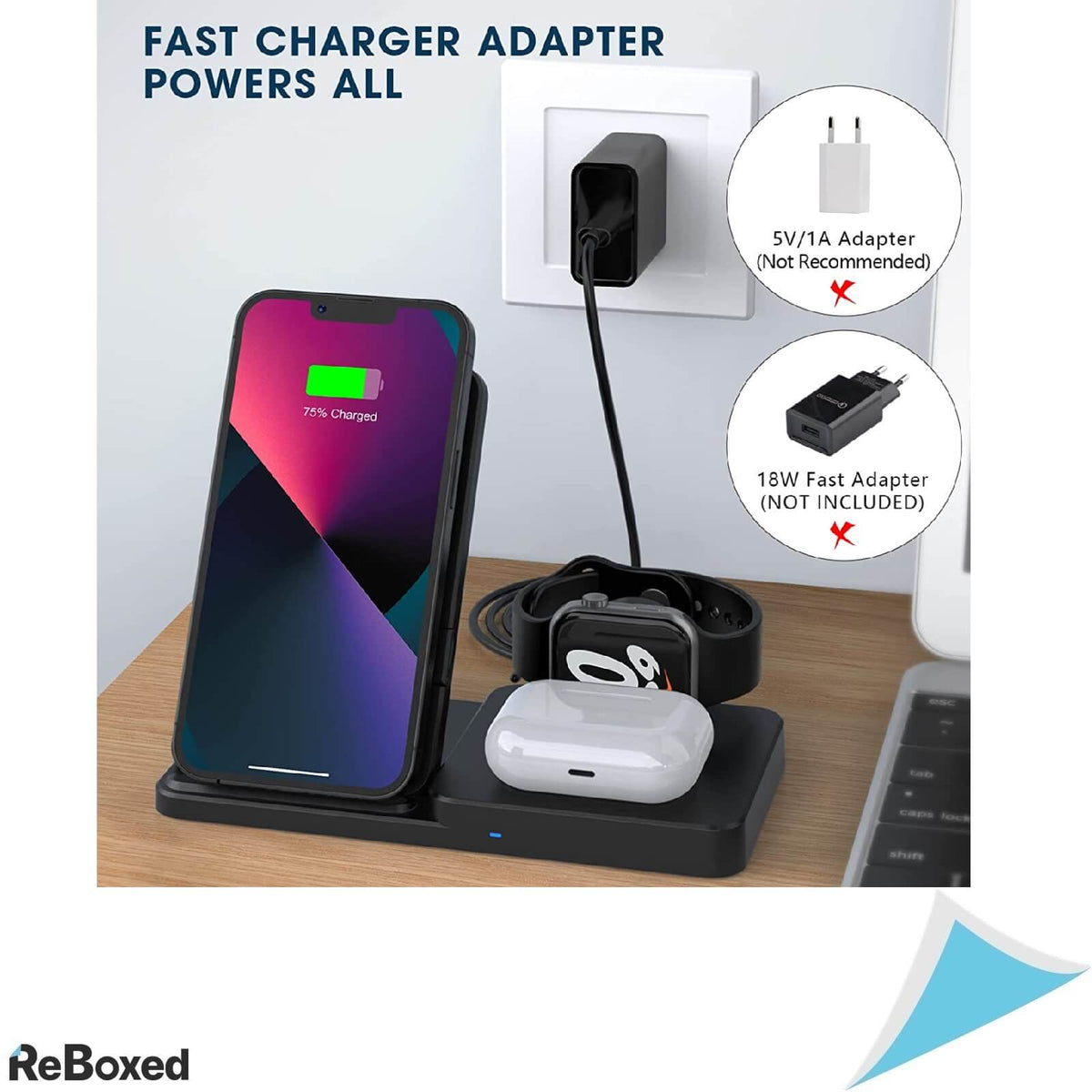 Lechly CW305 Statie de Incarcare Wireless 3-in-1 certificata Qi