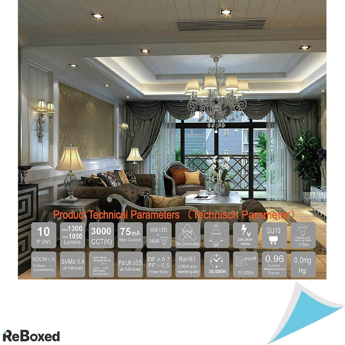 Set 6 Becuri LED GU10 220V 3000K 10W 1050lm 120 grade