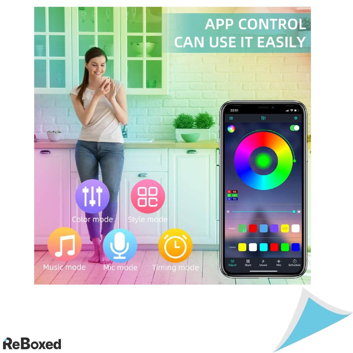 Kit Banda LED RGB 20 metri Telecomanda Bluetooth SMD5050