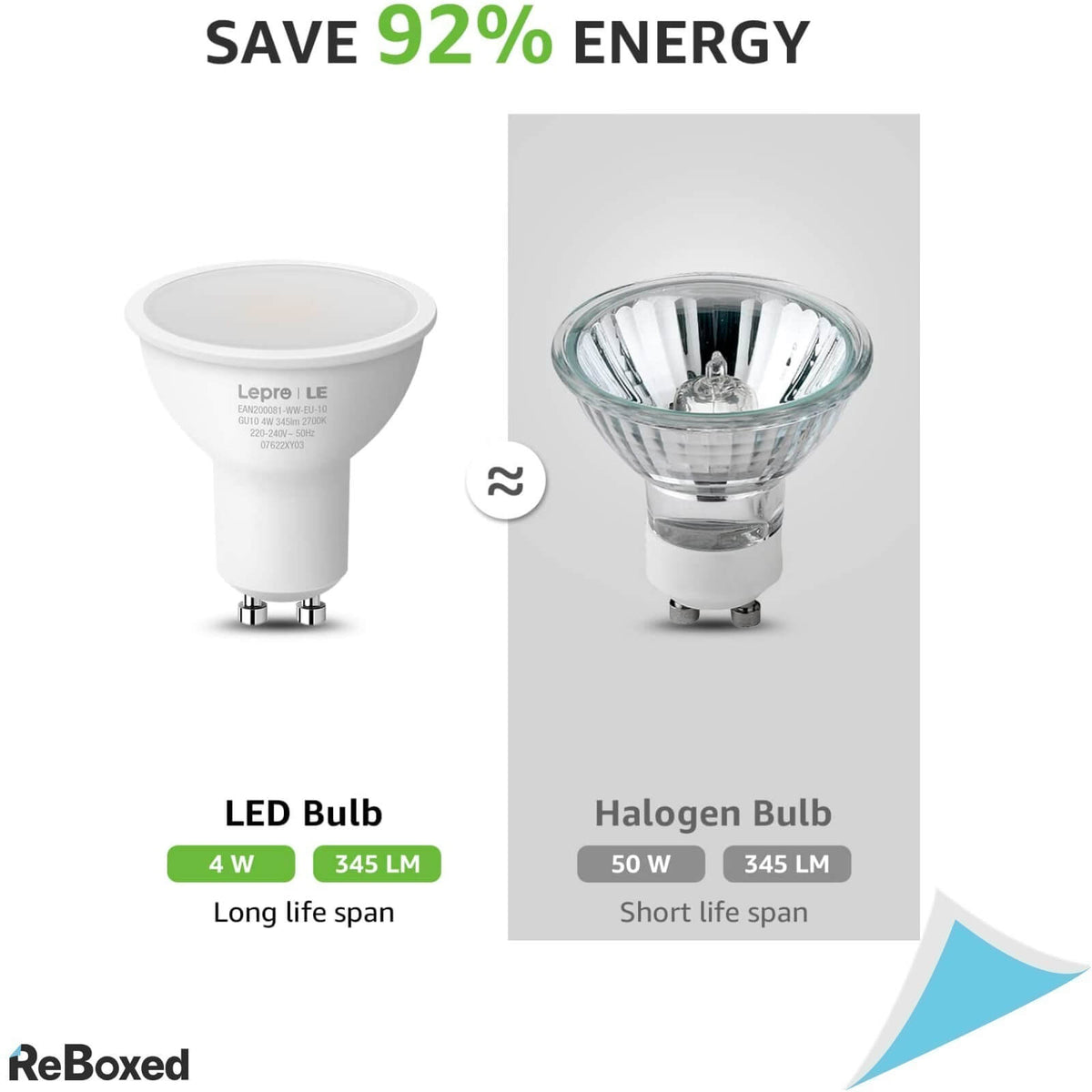 LePro Set 10 x GU10 LED 2700K 4W 345lm 15.000 ore