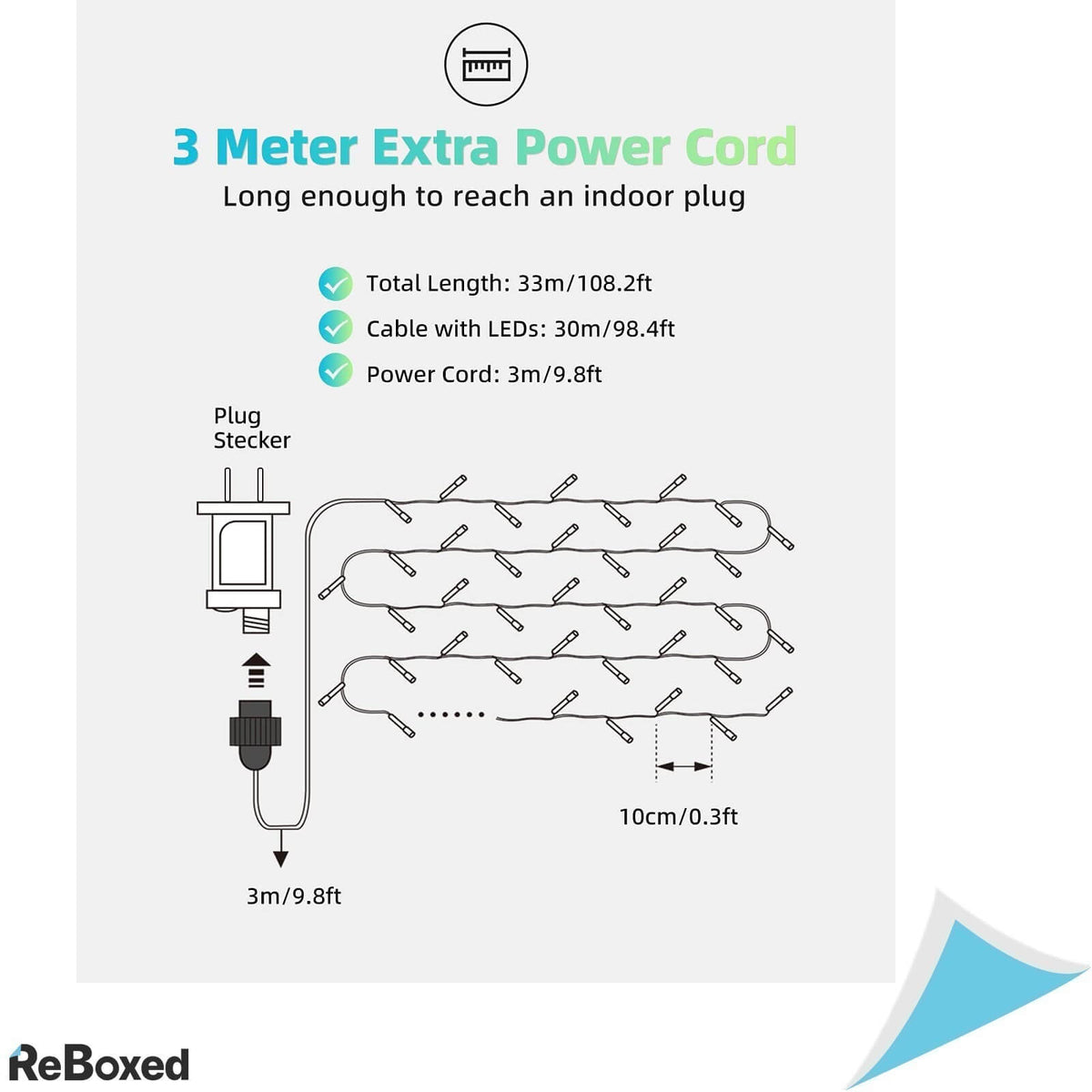 LIGHTNUM Lumini Exterior 300 LED-uri Alb Cald cablu 30m IP44
