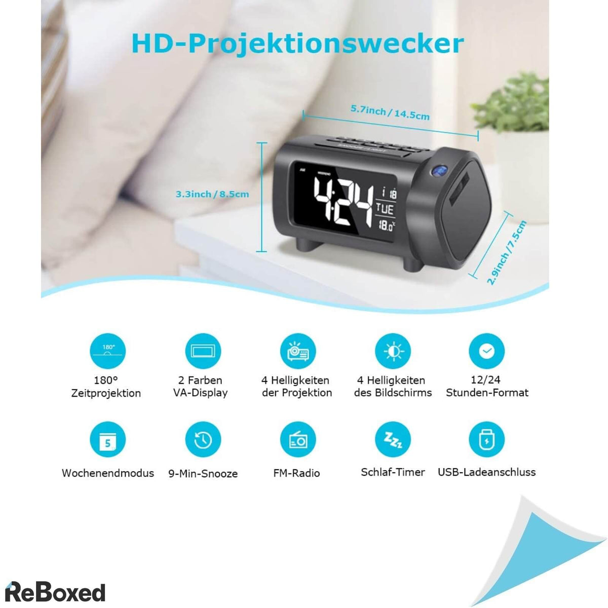 Ceas Digital si Alarma cu Proiector RadioFM Afisare Temperatura