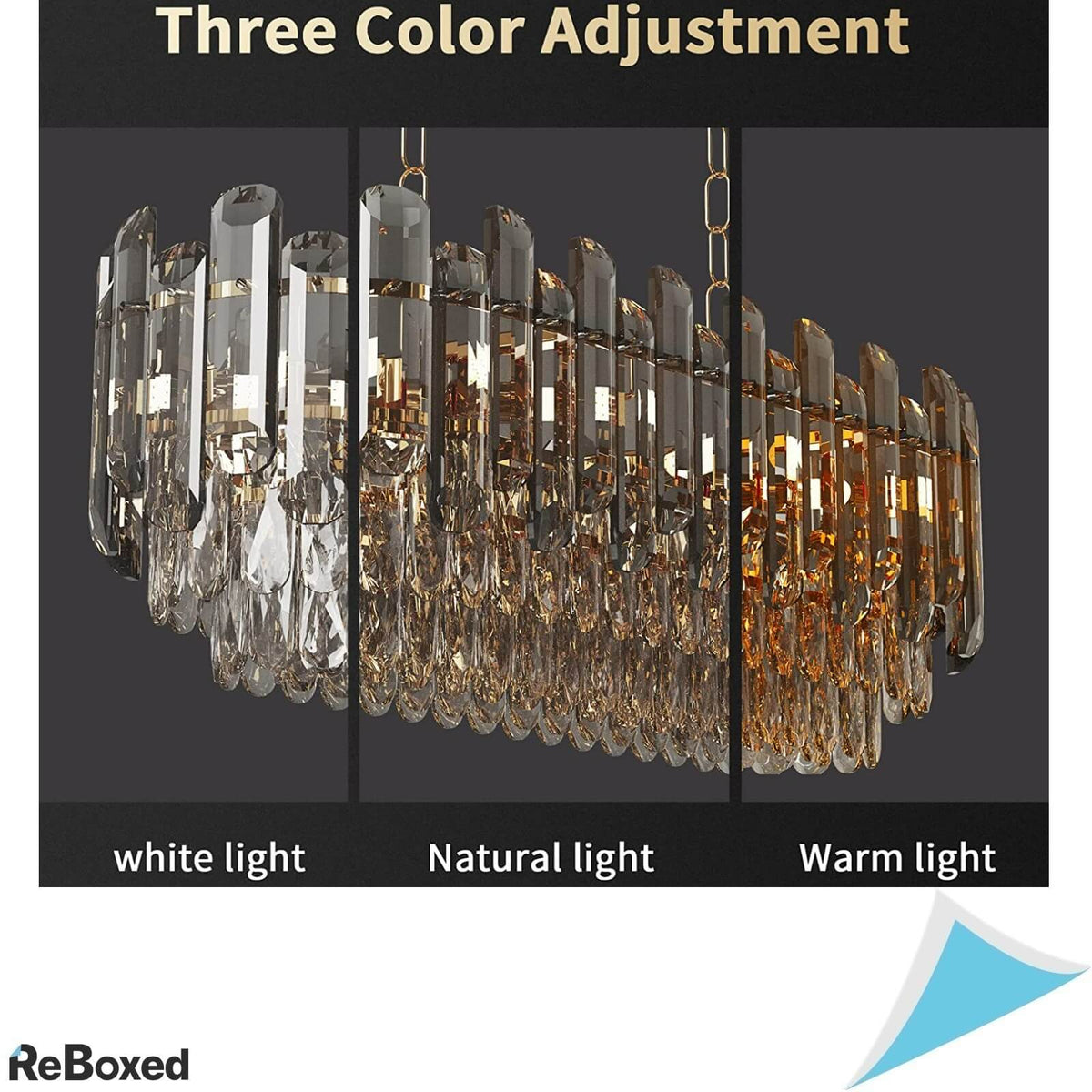 Luvodi Candelabru LED de Tavan Reglabil cu Cristale si 3 Niveluri