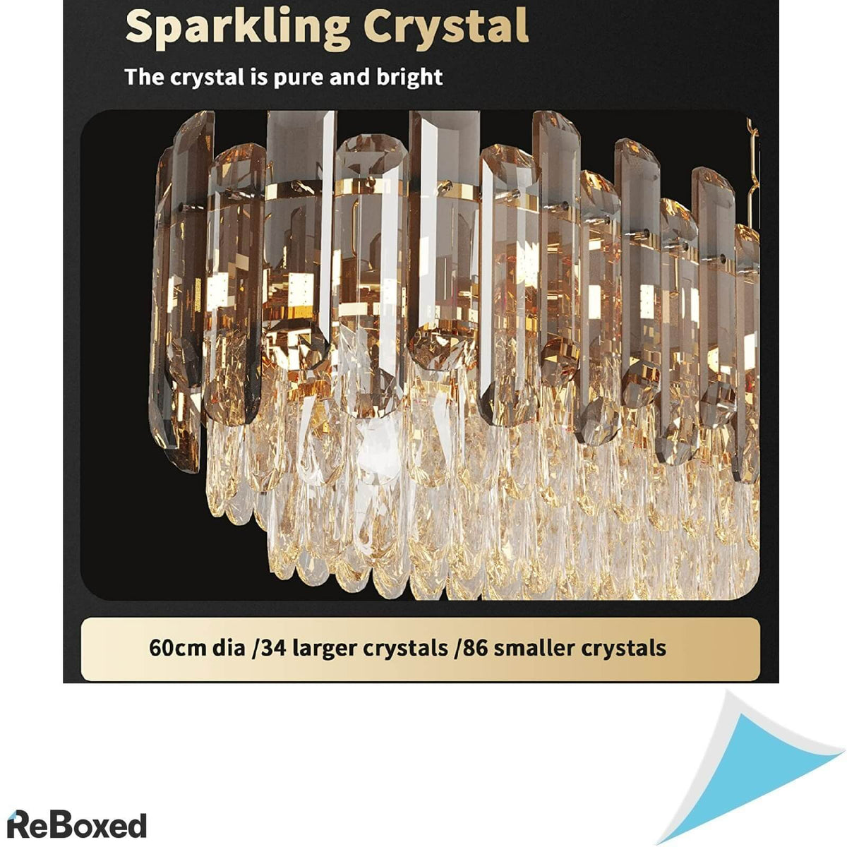 Luvodi Candelabru LED de Tavan Reglabil cu Cristale si 3 Niveluri