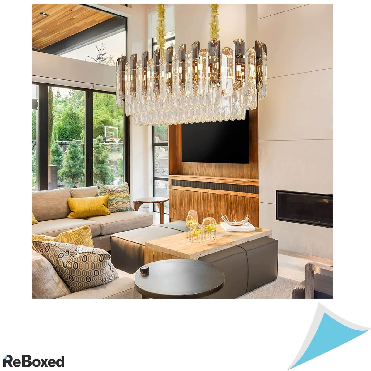 Luvodi Candelabru LED de Tavan Reglabil cu Cristale si 3 Niveluri