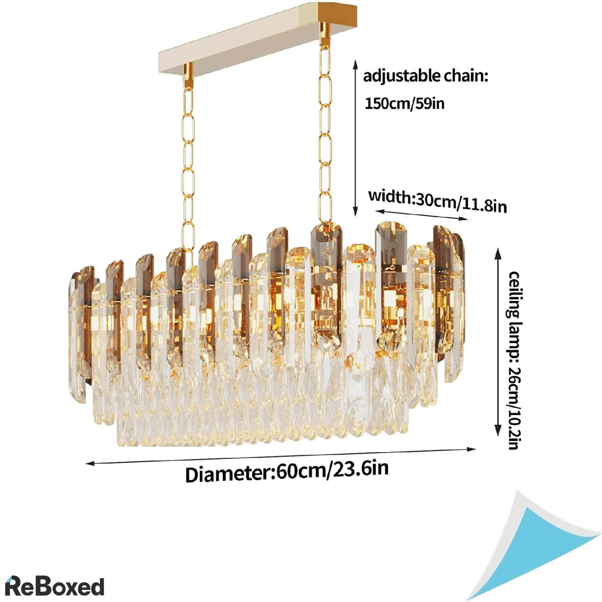 Luvodi Candelabru LED de Tavan Reglabil cu Cristale si 3 Niveluri