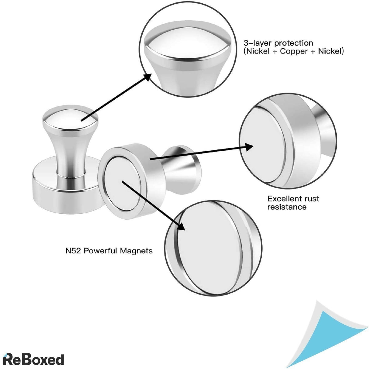 Set de 10 Magneti Pin Neodymium 20x25mm Foarte Puternici N52
