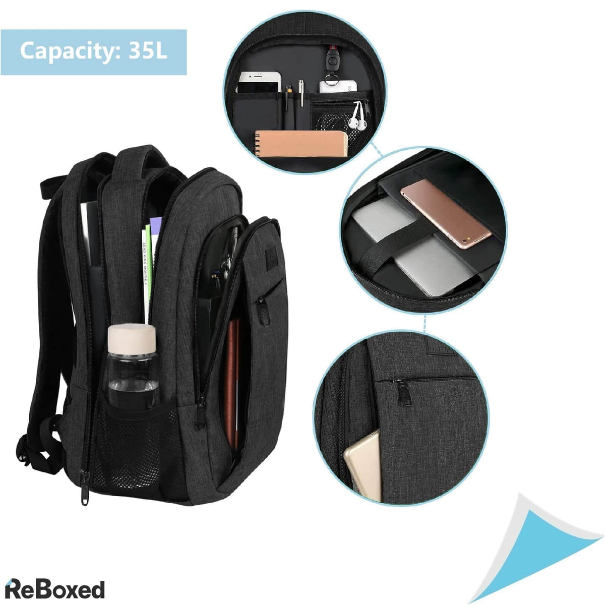 MATEIN Rucsac Impermeabil Laptop 17.3 Port USB Incarcare Negru