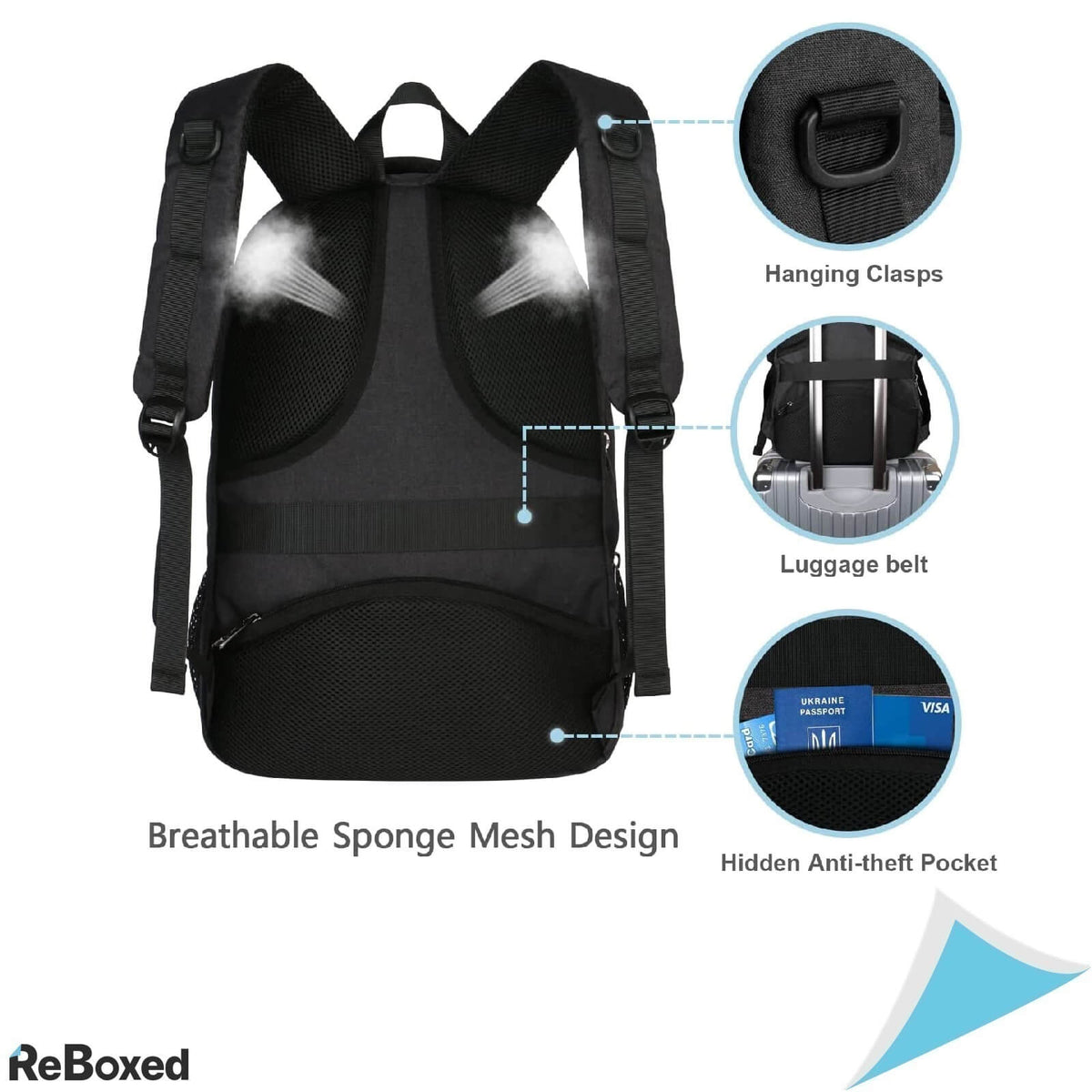 MATEIN Rucsac Impermeabil Laptop 17.3 Port USB Incarcare Negru