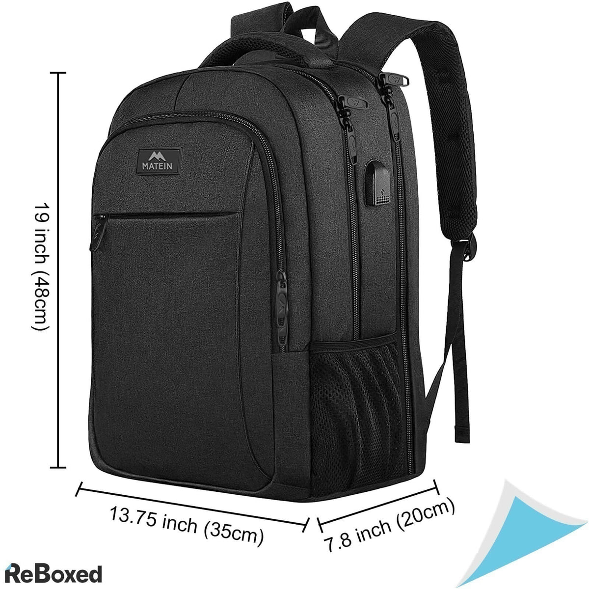 MATEIN Rucsac Impermeabil Laptop 17.3 Port USB Incarcare Negru