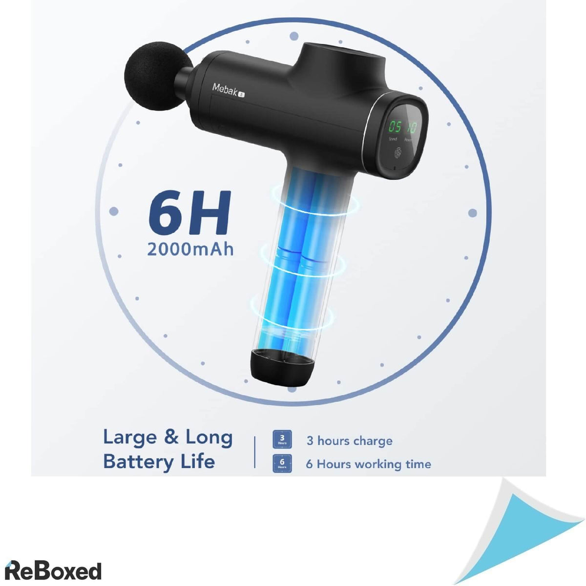 Mebak 5 Pistol de Masaj Muscular Portabil Silentios 6 Capete