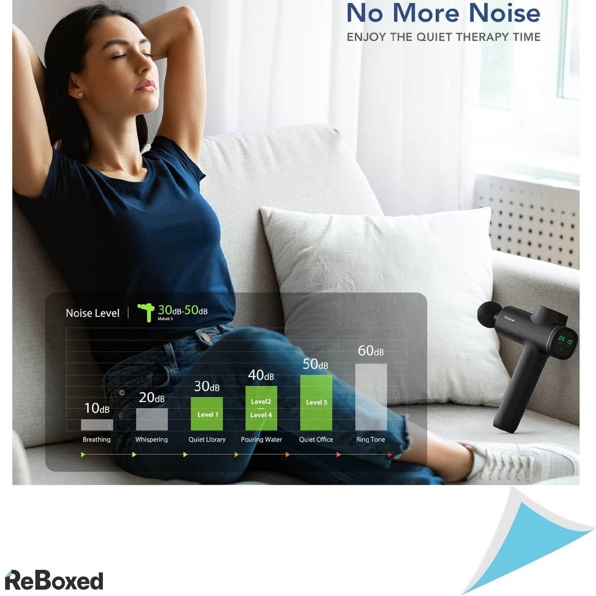 Mebak 5 Pistol de Masaj Muscular Portabil Silentios 6 Capete