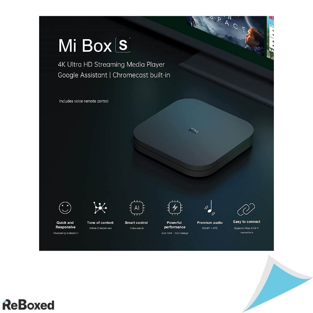 Xiaomi MI-TV-Box S MediaPlayer 4K Control Voce Telecomanda