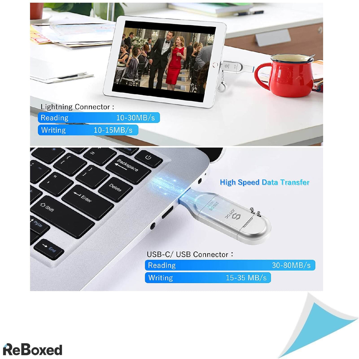 USB 3in1 Flash Drive 128GB Certificat MFi Iphone Android PC