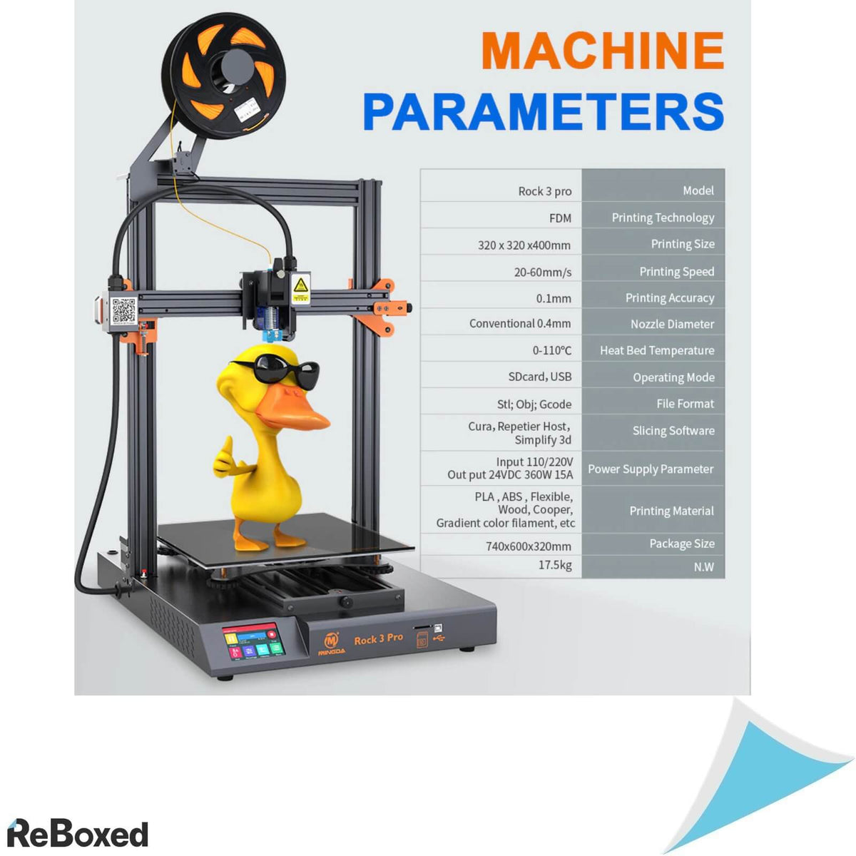 Mingda Rock 3 PRO Imprimanta 3D Direct Extruder 32x32x40cm